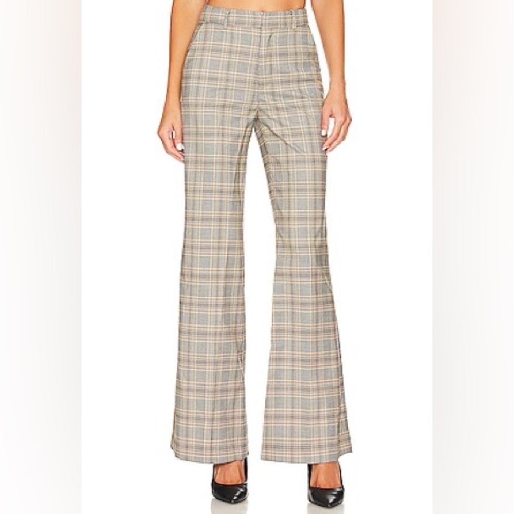 BCBGMaxAzria Houndstooth Trousers in Brown and Cream Plaid NWT